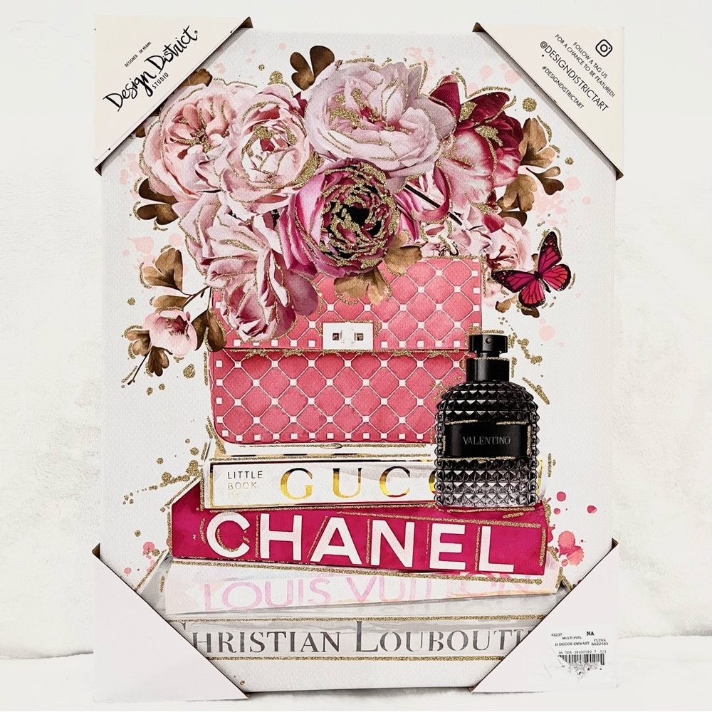 Design District Designer Canvas Wall Art With Gold Glitter NWT